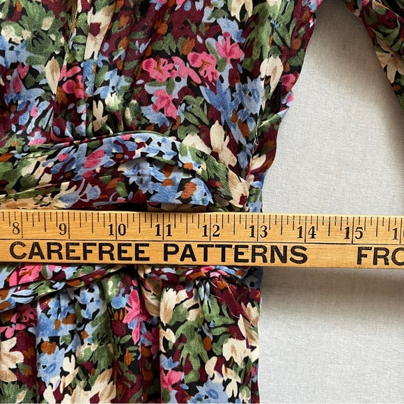 Zara Floral Multicolor Ruched Waist Dress Sz S - Picture 8 of 10